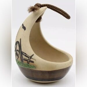 Vintage Desert Pueblo Pottery Betty Selby Style Hanging Planter Bird Feeder 1985